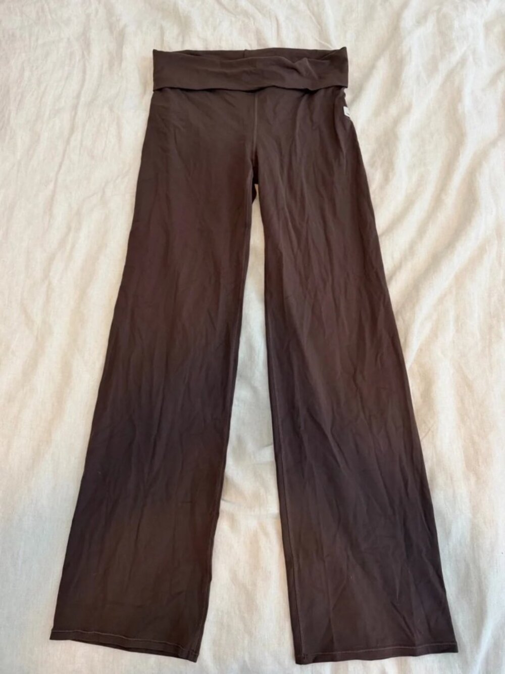Vuori Brown Wide-Leg Fold-Over Waist Yoga Pant